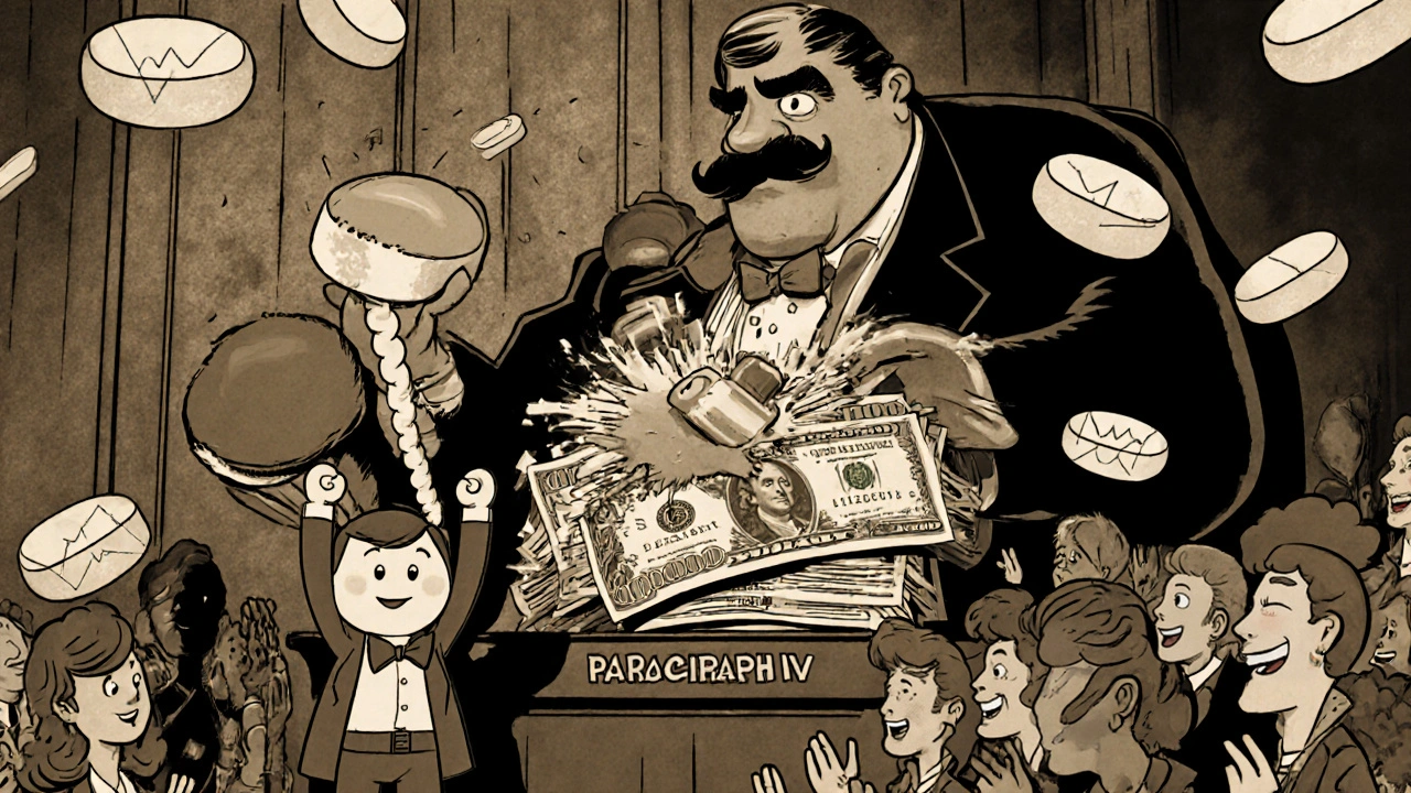 Tiny lawyer defeats big pharma executive in a pill-shaped courtroom