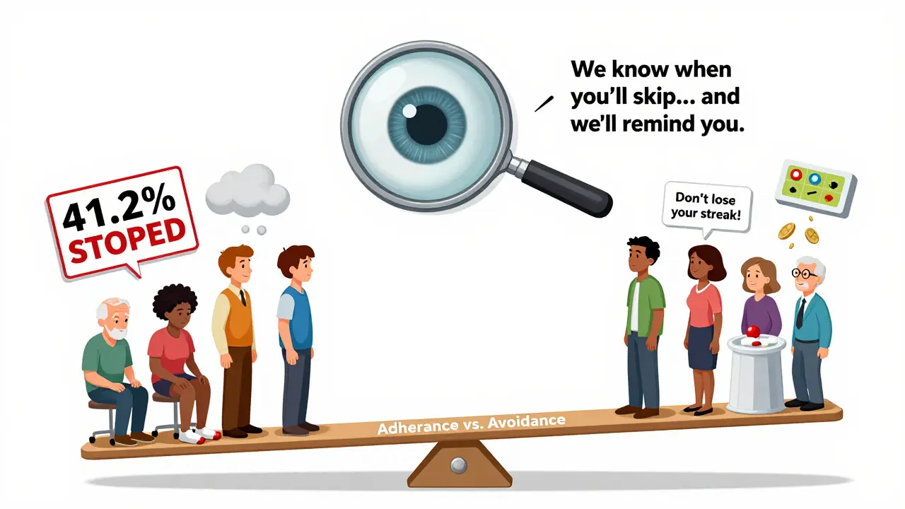 Patients on a seesaw of adherence, weighed down by mental health struggles but lifted by reminders, pill organizers, and cash rewards.