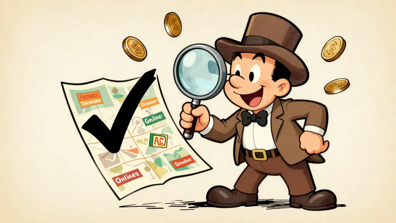 1930s cartoon detective searching for the best pharmacy prices