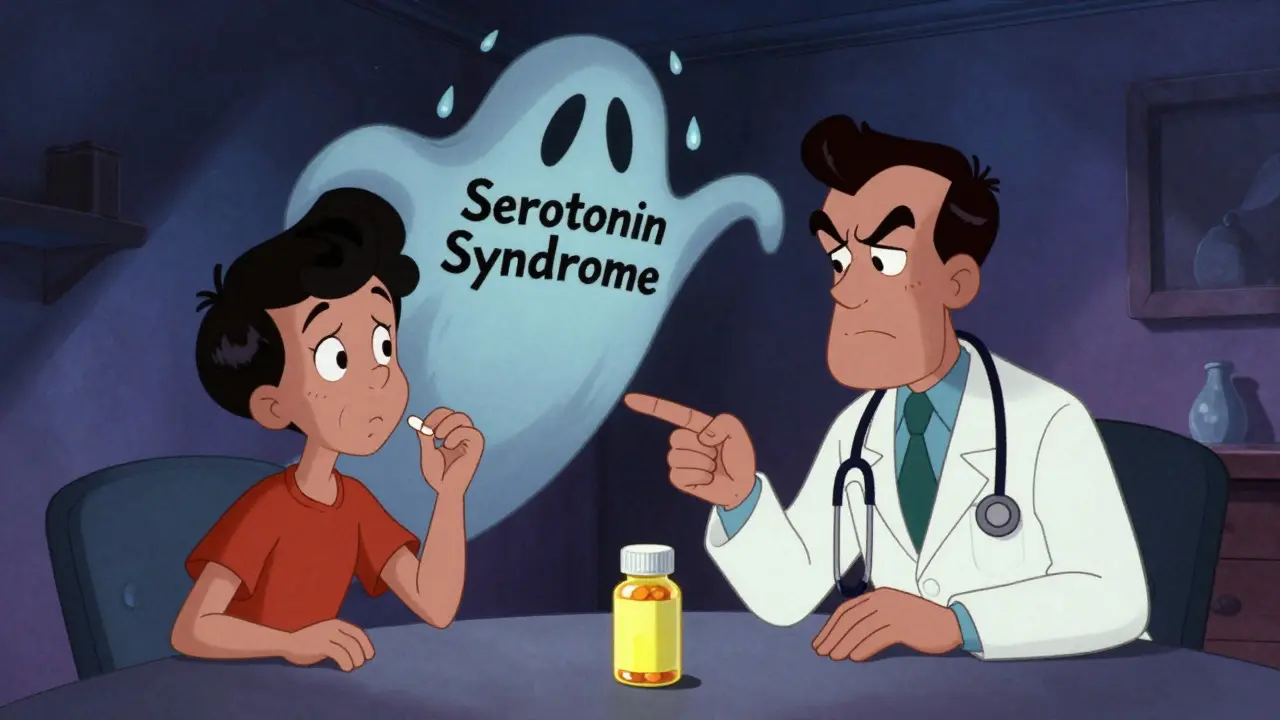 Doctor warning patient about dangerous drug interactions with herbal supplement
