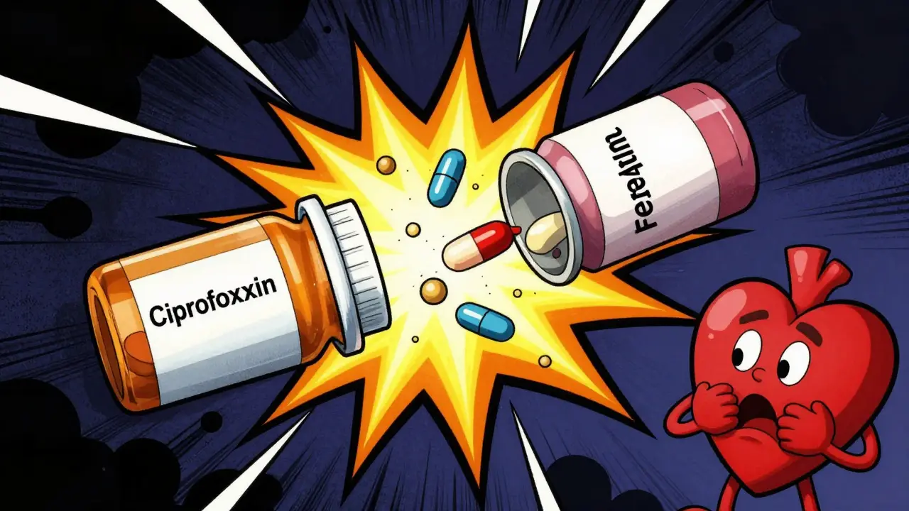 Two pill bottles colliding dramatically, symbolizing dangerous drug interactions.
