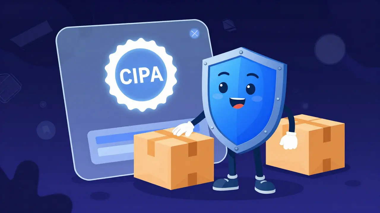 Shield character guarding a secure medication delivery package