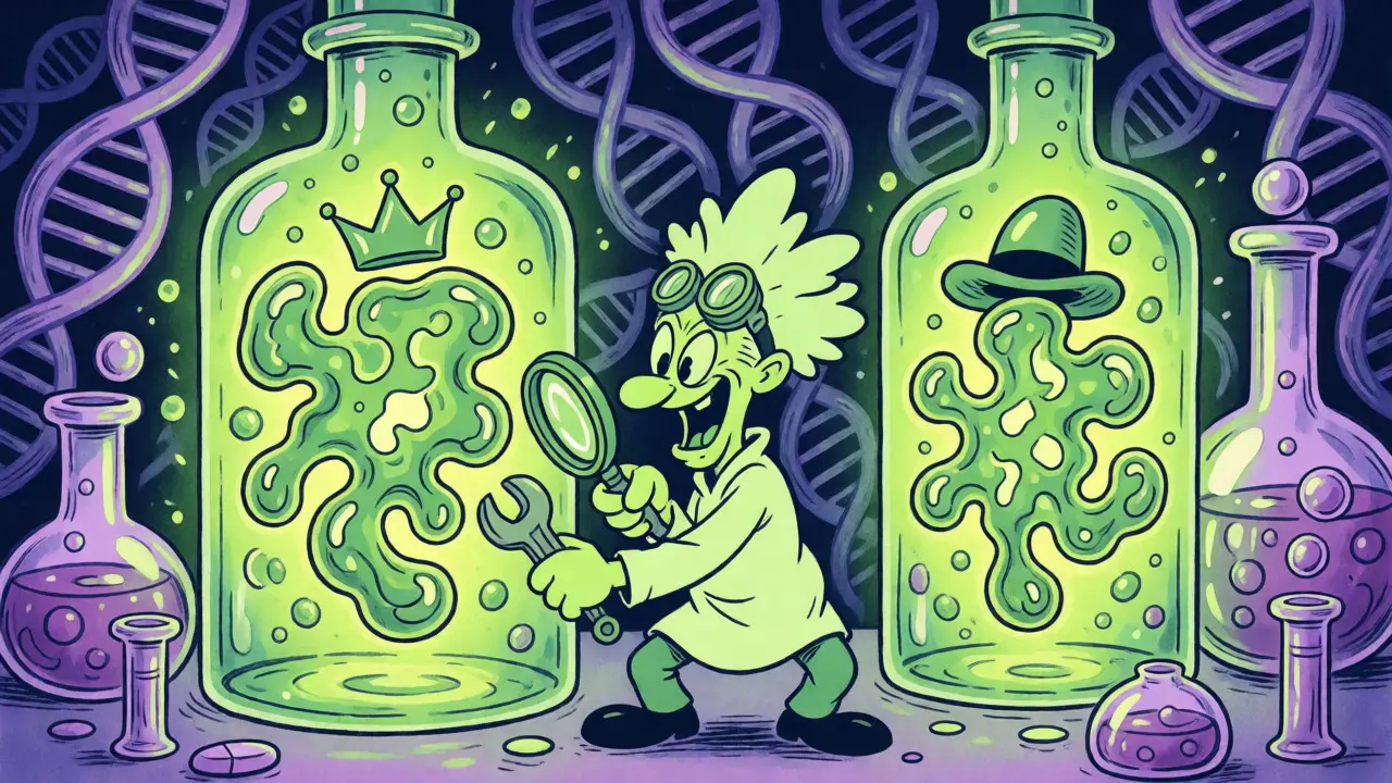 Scientist cloning complex biologic cells in a futuristic cartoon lab
